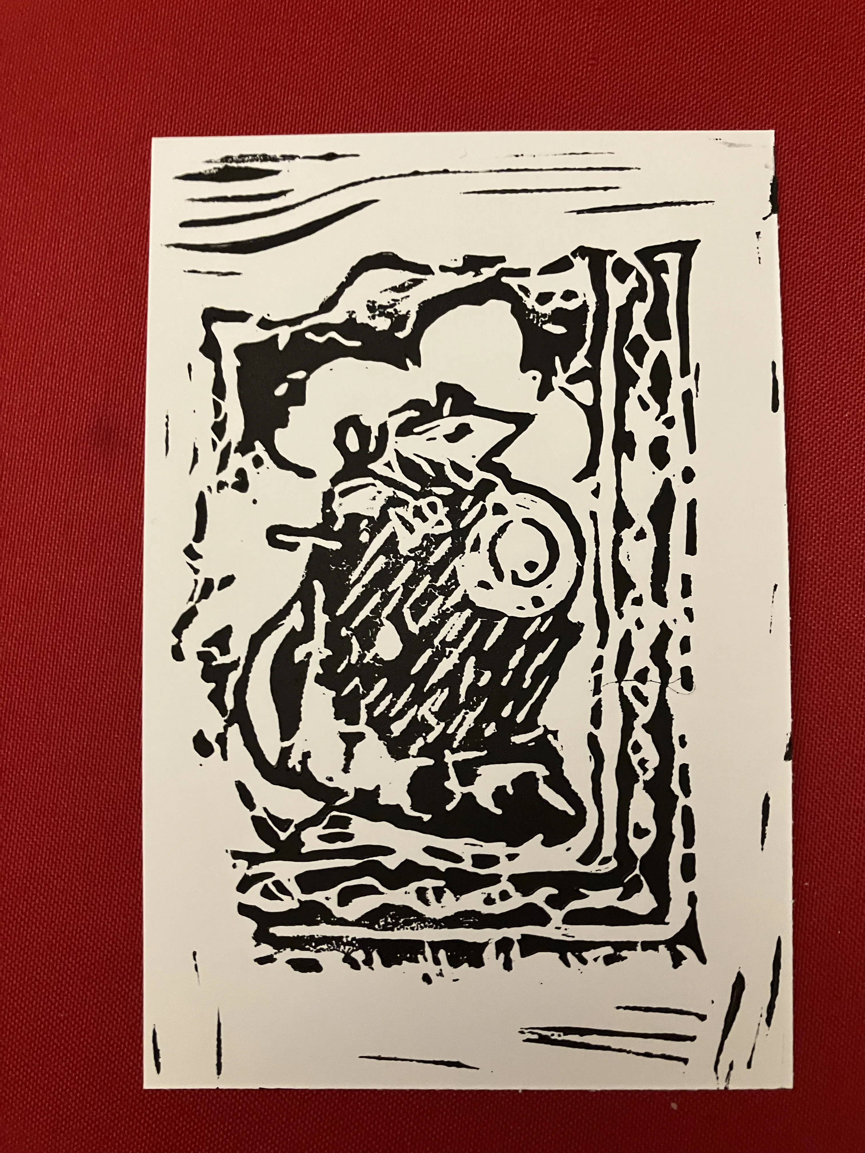 black print on a white background showing a warrior mouse